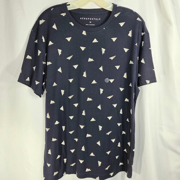 Aeropostale Other - Aeropostale NWOT Navy & Ivory Paper Airplane Print Short Sleeve Top Size Medium